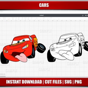 cars svg png clipart, lighting mcqueen instant download, for cricut silhouette cut files, tow mater, digital printable cars cartoon cars svg