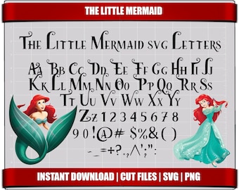 Little Mermaid SVG Font, Alphabet Letters Clipart (Digital Download)