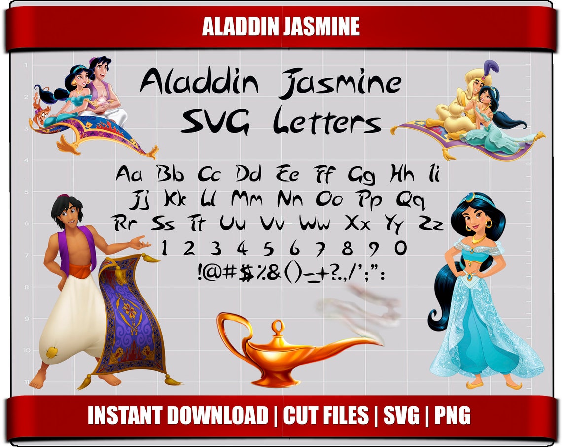 Jasmine princess font svg cut files letters alphabet Etsy