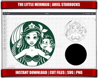 little mermaid starbucks svg, instant download, ariel princess svg, little mermaid clipart, cricut svg princess, birthday svg png, digital