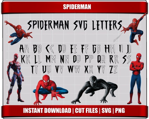 spiderman font svg cut files letters alphabet spiderman etsy