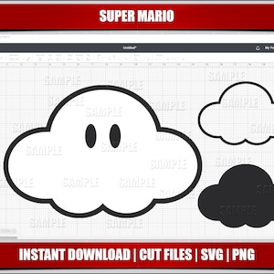 mario svg, mario cloud svg png clipart, luigi svg mario birthday cricut cut files, silhouette cut files, instant download, digital printable