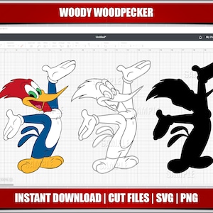 woody svg, woody woodpecker svg, woody png, woody clipart, instant download, digital printable woody, cricut cut files, siljouette cut files