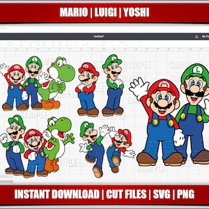 mario svg, mario png clipart, luigi svg mario birthday svg for cricut cut files, silhouette cut files, instant download, digital printable,