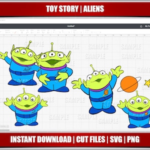 Toy Story svg, svg boisé aliens, buzz svg, clipart png, téléchargement immédiat, pour les fichiers svg cricut, numérique imprimable fête d'anniversaire svg png