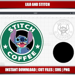 lilo en stitch svg starbucks, instant download, lilo en steek voor cricut svg, digitale verjaardagsfeest svg png, lilo en stitch clipart svg