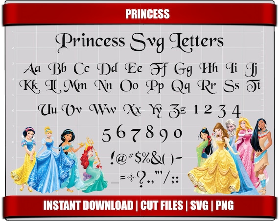Download Disney Princess Svg Font Letters Alphabet Princess Birthday Etsy