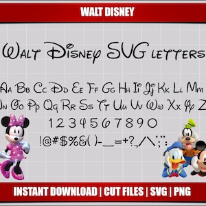 walt disney font svg letters alphabet, disney birthday party digital printable svg alphabet letters clipart disney instant download svg font