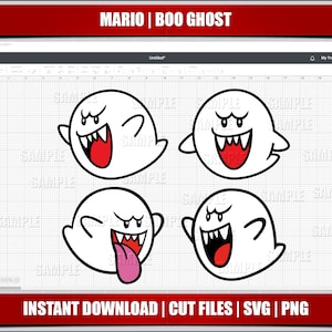 mario svg, boo svg fantasma svg png clipart, mario aniversário svg para arquivos de corte cricut, arquivos de corte de silhueta download instantâneo digital para impressão