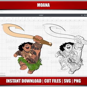 maui svg, moana svg, moana clipart, moana birthday svg para arquivos de corte cricut, arquivos de corte de silhueta, download instantâneo, moana para impressão digital
