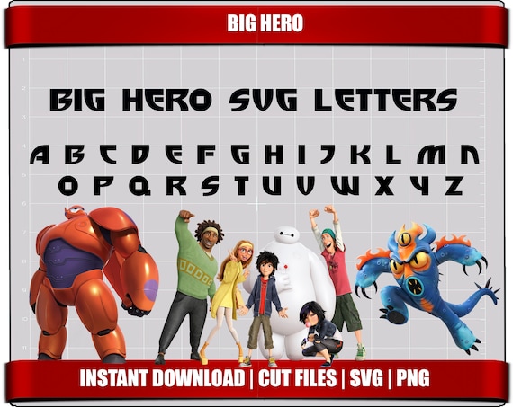 big hero font svg cut files letters alphabet big hero 6 etsy