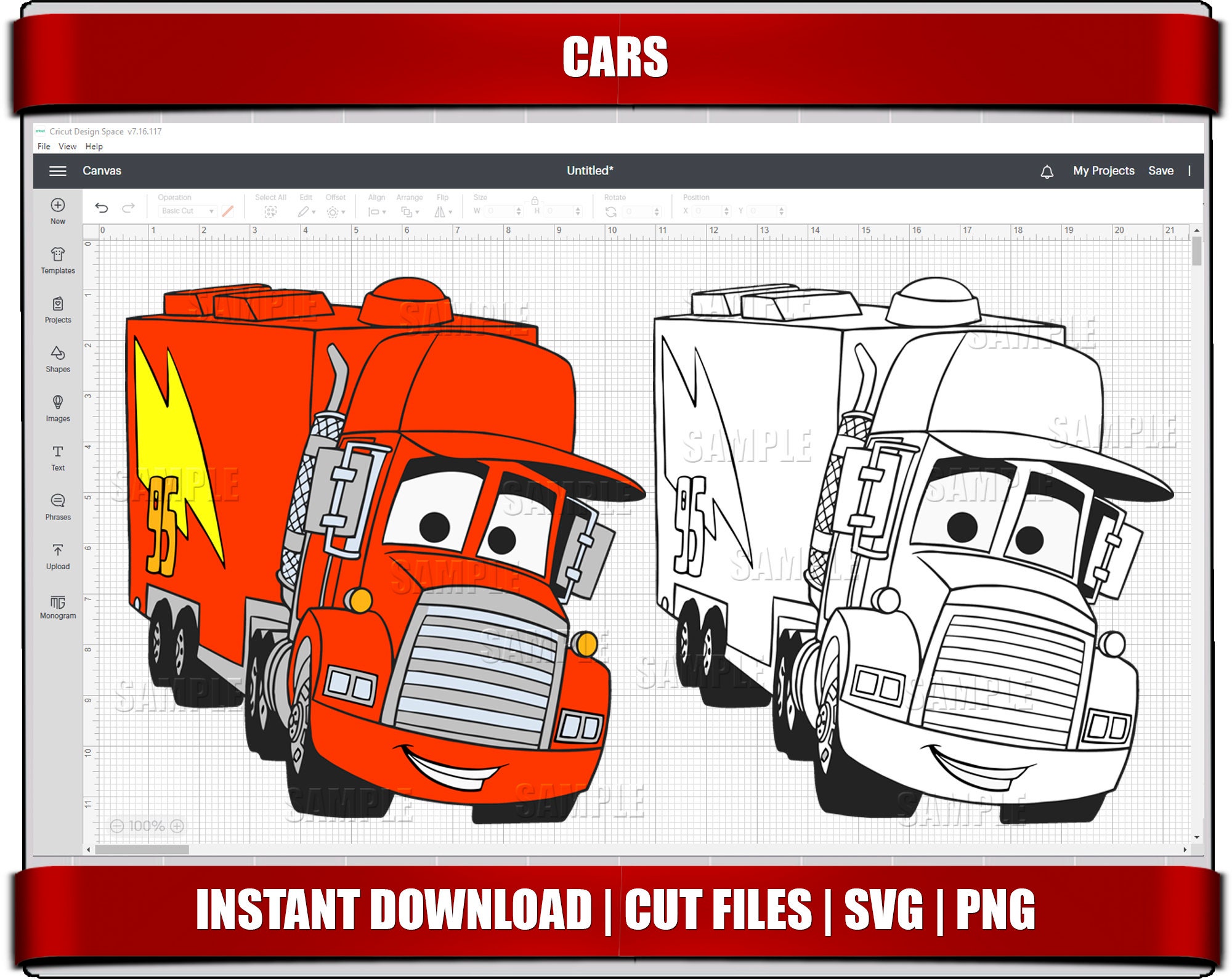mack svg cars svg png clipart, lighting mcqueen instant download, for cricut silhouette cut files, digital printable cars cartoon cars svg