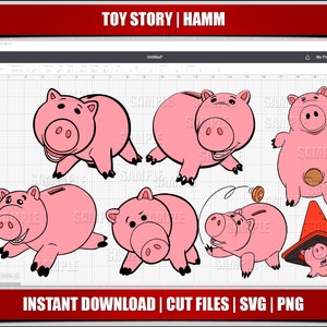 cerdo SVG, Hamm SVG, Toy Story SVG, Woody SVG, clipart PNG, descarga instantánea, para archivos Cricut SVG, fiesta de cumpleaños imprimible digitalmente SVG PNG