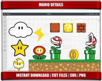 Cumpleaños de Mario SVG, Luigi PNG Clipart, Archivos de corte para Cricut y Silhouette (Descarga digital)