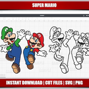 mario svg, mario png clipart, luigi svg mario geburtstag svg für cricut cut files, silhouette cut files, sofort download, digital printable,
