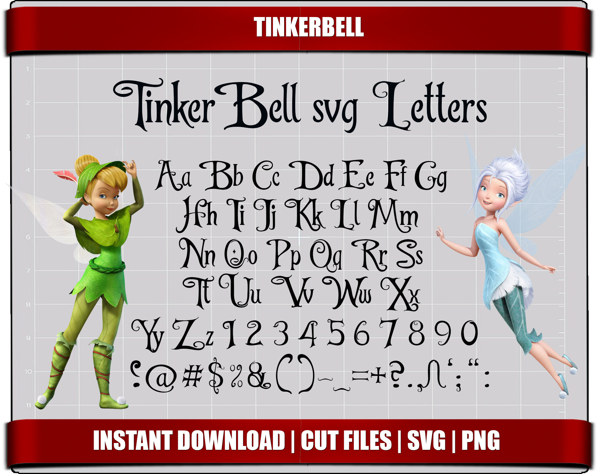 Tinkerbell font svg cut files letters alphabet tinkerbell | Etsy