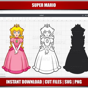 prinzessin pfirsich svg, mario svg, mario png clipart, luigi svg für cricut cut files, sofort download, digital printable,