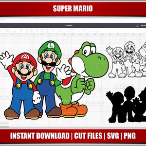 mario svg, mario png clipart, luigi svg mario birthday svg for cricut cut files, silhouette cut files, instant download, digital printable,