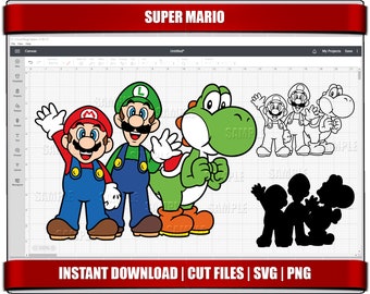 Mario Bros SVG, PNG Clipart, Birthday Cut Files (Digital Download)