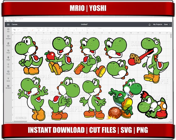 Yoshi SVG, Mario PNG Clipart, Birthday Cut Files (Digital Download)