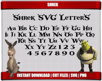 Shrek Font SVG, Alphabet Letters Clipart (Digital Download)