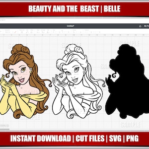 beauty and the beast svg, belle svg, cricut cut files, silhouette cut files, birthday party, instant download, digital printable svg png