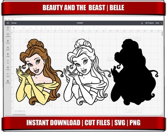 beauty and the beast svg, belle svg, cricut cut files,  silhouette cut files, birthday party, instant download, digital printable svg png