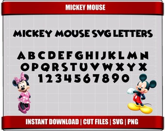 Mickey Mouse Font, SVG Alphabet Letters Clipart (Digital Download)