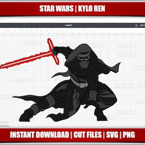 kylo ren svg png clipart, star wars svg, téléchargement immédiat, fichiers coupés cricut, silhouette coupe fichiers, star wars numérique, star wars imprimable