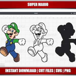 mario svg, mario png clipart, luigi svg mario birthday svg for cricut cut files, silhouette cut files, instant download, digital printable,