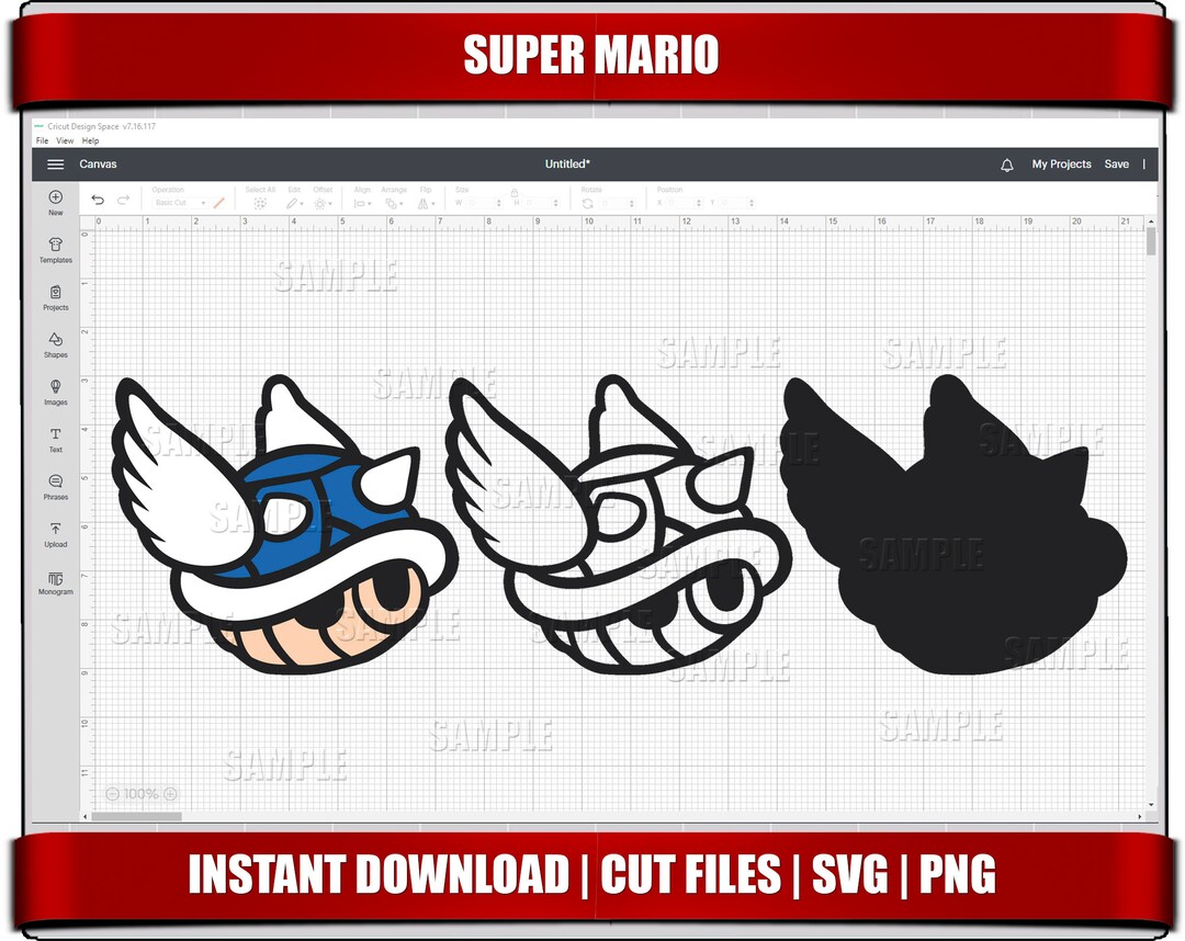 Mario Shell SVG, PNG Clipart, Cricut Silhouette Cut Files (digital ...