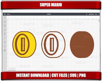 Mario Coin SVG PNG Clipart, Birthday Cut Files (Digital Download)