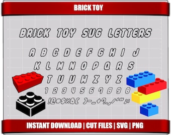 brick toys font svg cut files  letters alphabet, brick digital brick printable brick cutting svg instant download clipart font svg cut files