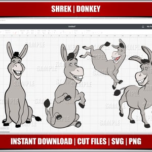 Esel svg, Esel Png Clipart, Shrek Geburtstag svg für Cricut Silhouette schnitt Dateien, Shrek png png, sofortiger Download, digital druckbare Shrek