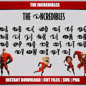 The incredibles font svg letters alphabet,incredibles birthday party digital printable svg alphabet letters clipart instant download svg png