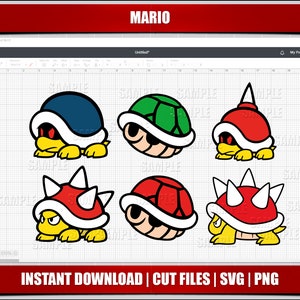 mario svg, mario png clipart, shell svg mario birthday svg for cricut cut files, silhouette cut files, instant download, digital printable,