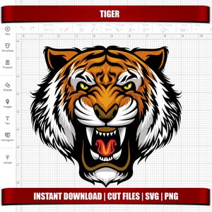 tiger svg, tiger png clipart, tiger svg for cricut cut files, silhouette cut files, instant download, digital printable, tiger face svg png