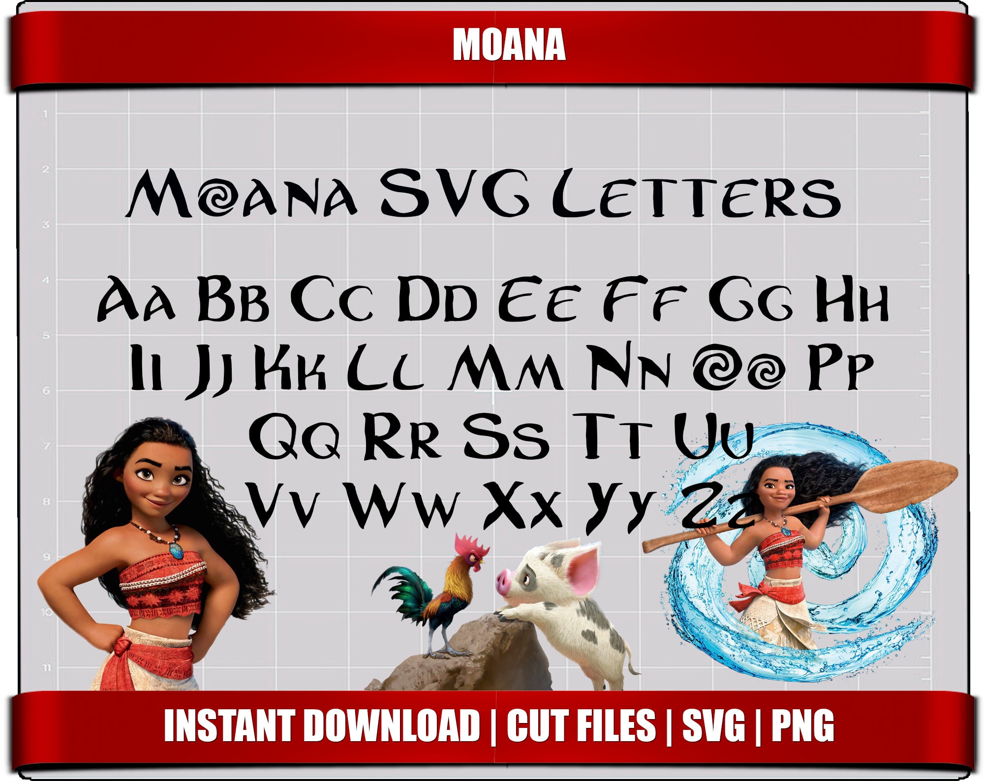 moana font svg letters alphabet moana birthday party digital etsy