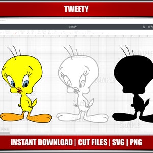 tweety svg, tweety clipart, tweety png, instant download, cricut cut bestanden, silhouet gesneden bestanden, tweety verjaardagsfeest, digitaal afdrukbaar