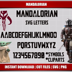 la police mandalorien svg coupe fichiers alphabet lettres numérique star wars mandalorien polices svg téléchargement immédiat clipart police imprimable star wars