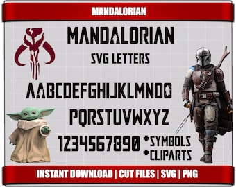 the mandalorian font svg cut files alphabet letters digital star wars mandalorian svg font instant download clipart font printable star wars