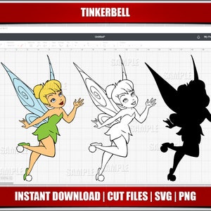 tinkerbell svg, tinkerbell clipart, arquivos de corte cricut, arquivos de corte de silhueta, download instantâneo, arquivos de corte digital tinkerbell svg para impressão digital png