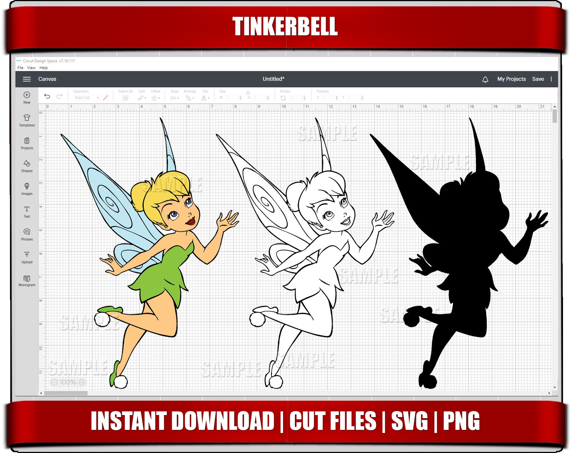 tinkerbell svg, tinkerbell clipart, cricut cut files, silhouette cut files, instant download, digital printable tinkerbell svg png cut files