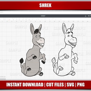 Esel svg, Esel png Clipart, Shrek Geburtstag svg für Cricut Silhouette geschnitten Dateien, Shrek svg png, sofortiger download, digital bedruckbare Shrek