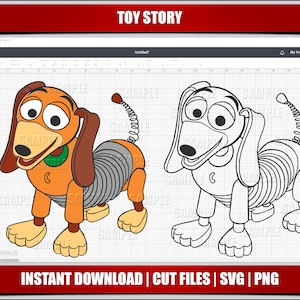 slinky chien svg toy story svg, toy story clipart, téléchargement immédiat, pour les fichiers svg cricut, numérique imprimable anniversaire fille svg png, silhouette