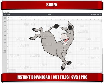 Clipart SVG PNG di asino, compleanno di Shrek, silhouette Cricut (download digitale)