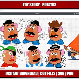 Papa SVG, Toy Story SVG, Clipart de Toy Story, Silueta de archivos de corte de Toy Story, Descarga instantánea, Archivos SVG para Cricut, PNG imprimible digitalmente