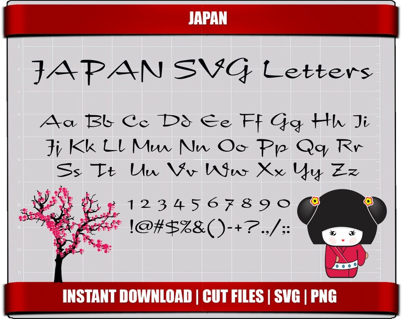 Japan Letters Vector Sticker Japan SVG Alphabet Letters, Japanese Clipart (digital Download) - Etsy