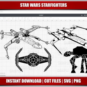 clipart di Starfighter X-Wing in formato SVG PNG, Star Wars in formato SVG, download immediato, file di taglio Cricut, file di taglio Silhouette, Star Wars digitale, stampabile