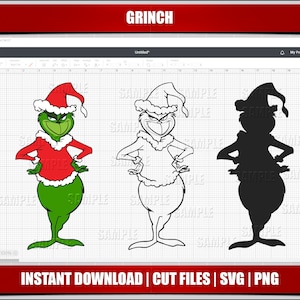 grinch svg, kerstmis svg, grinch clipart, grinch png, svg voor cricut cut bestanden, silhouet gesneden bestanden, instant download, digitaal afdrukbaar,